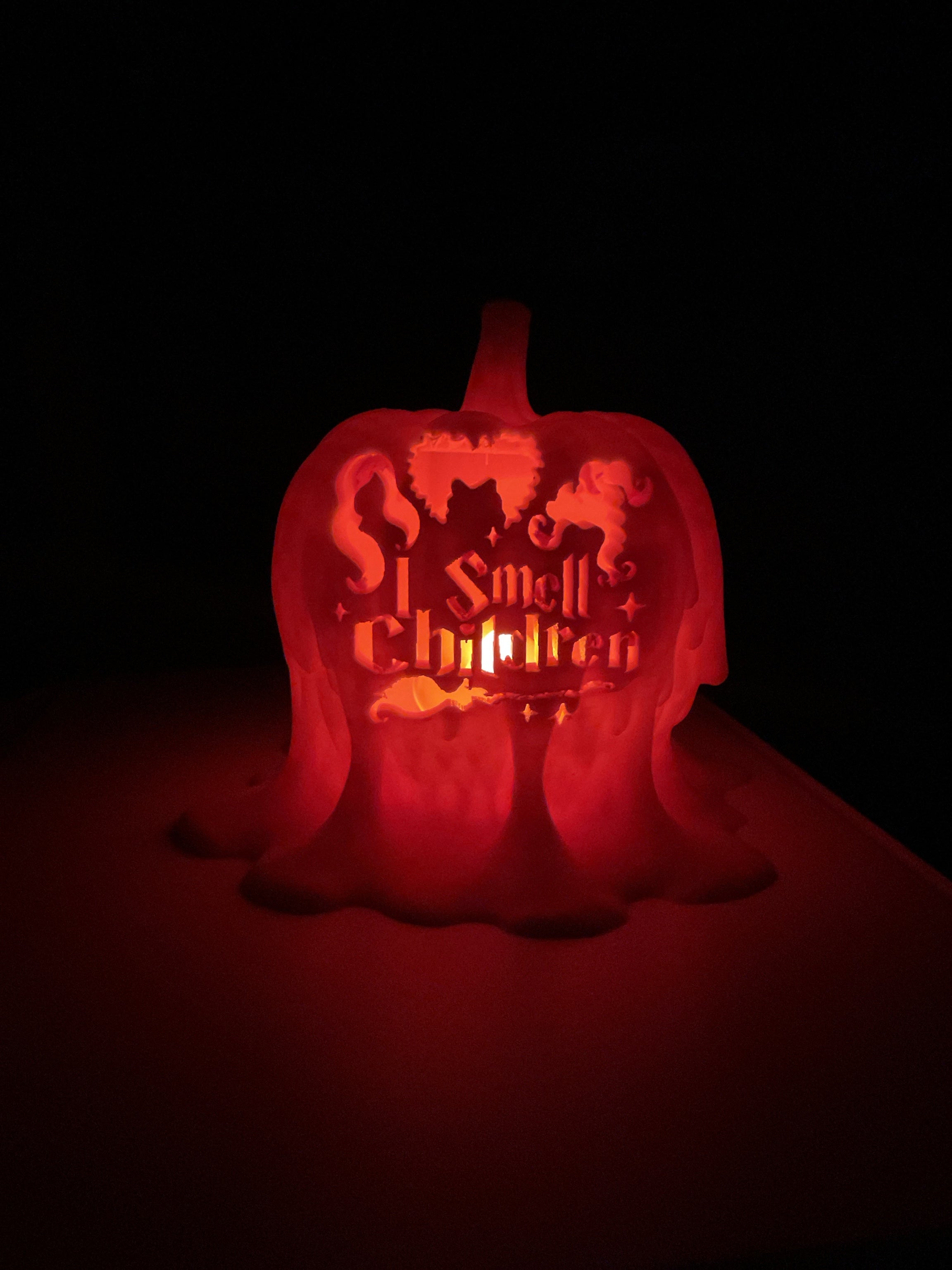 Hocus Pocus “I Smell Children” Melting Pumpkin | Horror Halloween Decoration with LED Candle